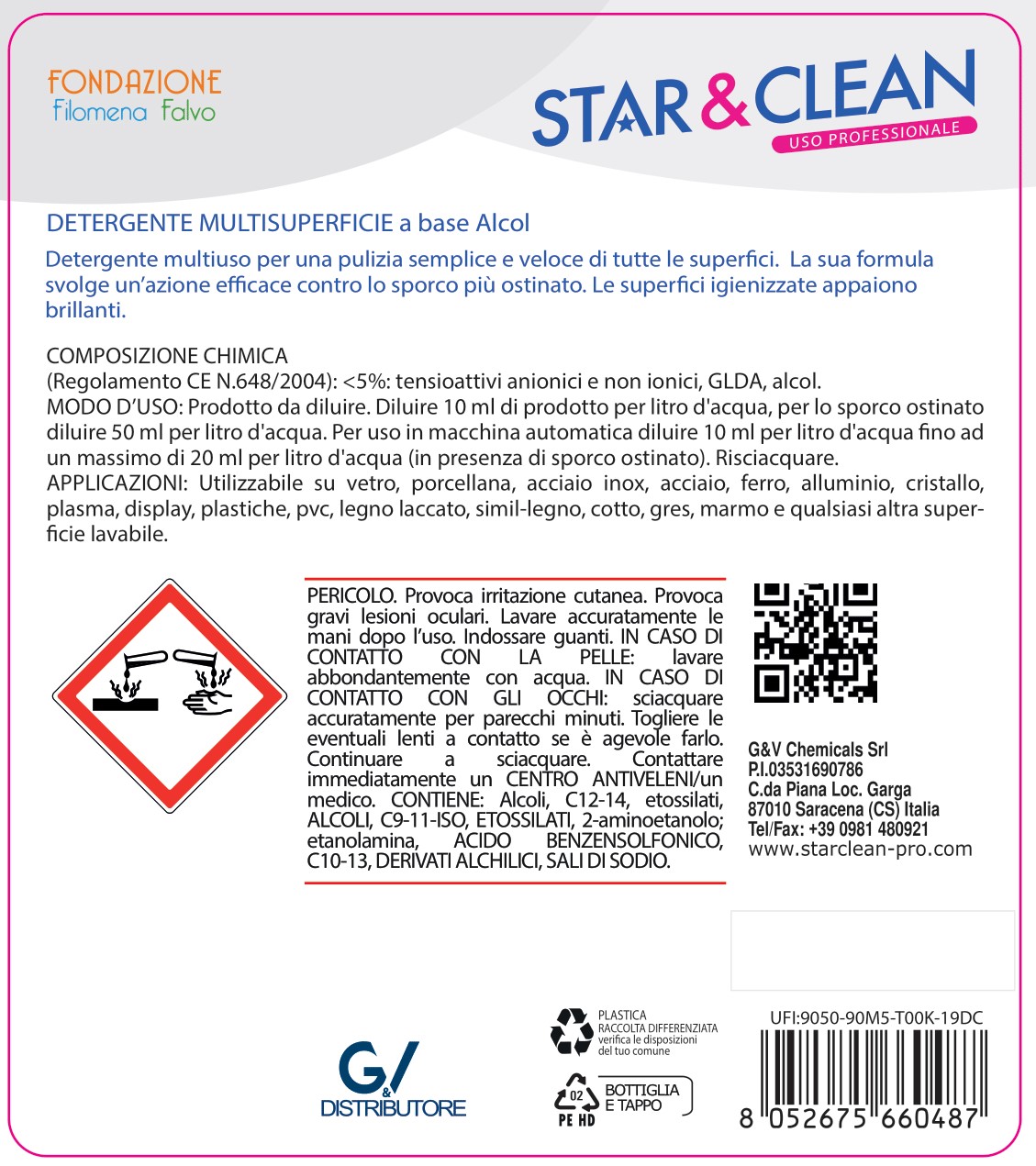 STAR CLEAN 101/C - DETERGENTE PER VETRI E MULTISUPERFICI